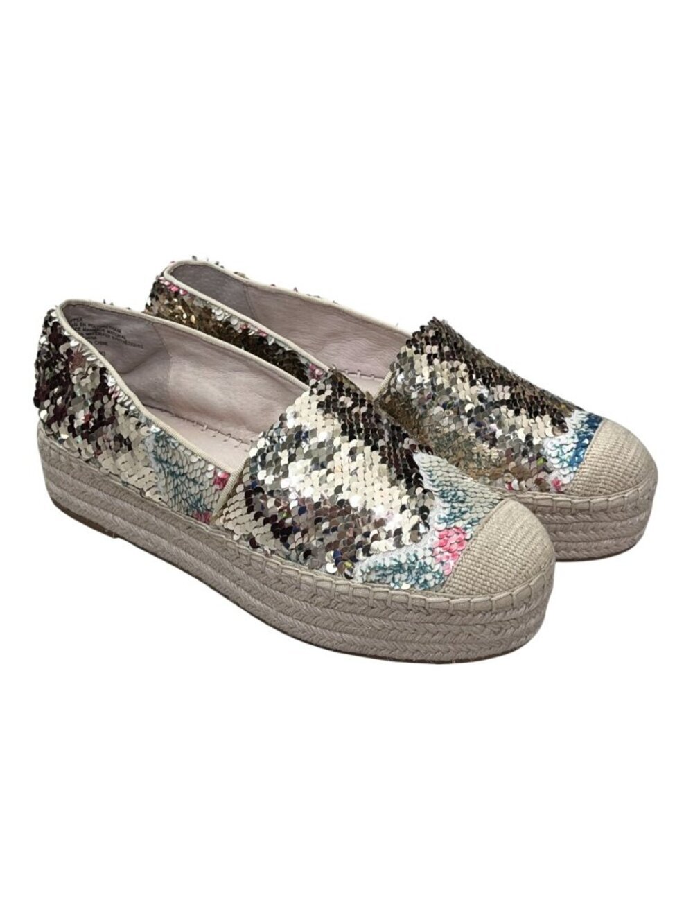NWOB Caslon Collins Floral Gold Reversible Sequin Espadrille Platform Shoes 9